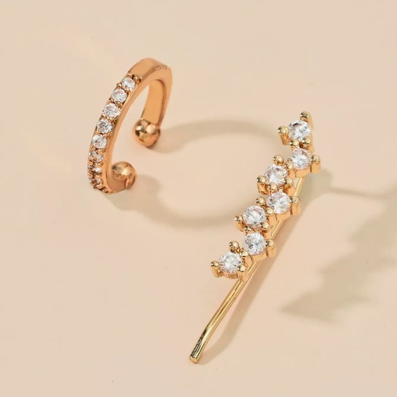 ⚜️[𝟯𝟬%𝗢𝗙𝗙|𝗯𝘂𝗻𝗱𝗹𝗲𝘀 𝟯+]⚜️18K CZ Climber Cuff Earrings NEW - Picture 2 of 5